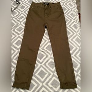 Judy Blue Falling Leaves Solid Color Skinny Jeans in Olive Green